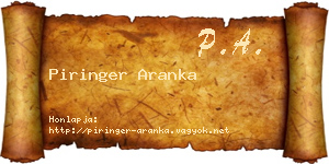 Piringer Aranka névjegykártya